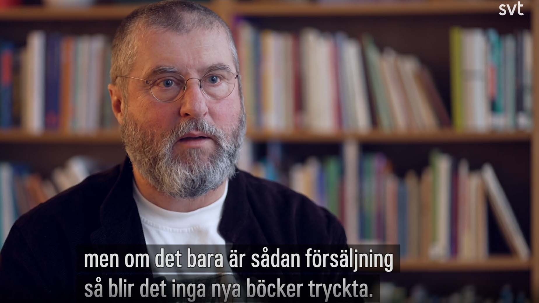 Per Kornhall intervjuas i Kulturnyheterna Foto: skärmdump SVT